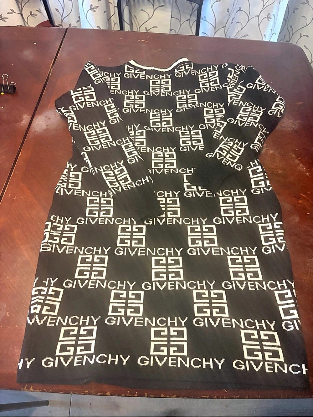 Givenchy Monogram Pattern Knit Dress Mini Dress Black & White size L
